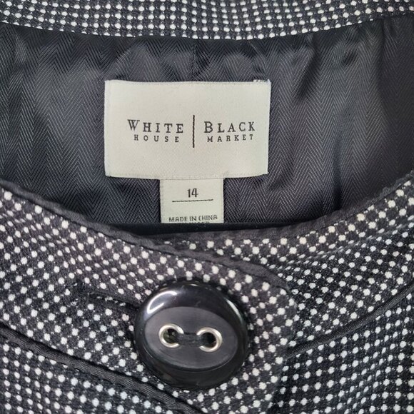 White House Black Market Cropped Gingham Big Button Blazer Jacket Wide Slv Sz 14 - Picture 7 of 13